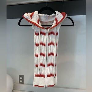 NW0T $258 Veronica Beard white red pink stripe knit Dickey Jacket insert hoodie